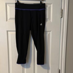 Adidas Black Leggings with Purple Trim